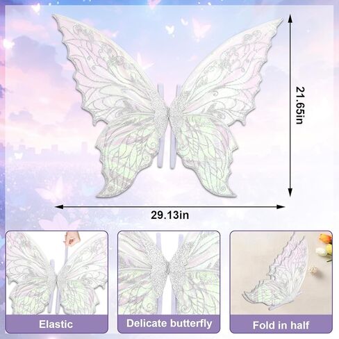 Fairy Wings Costume for Women, Sparkling Butterfly Fairy Wings for Party，Princess Costume for Dress Up Cosplay in Kuwait