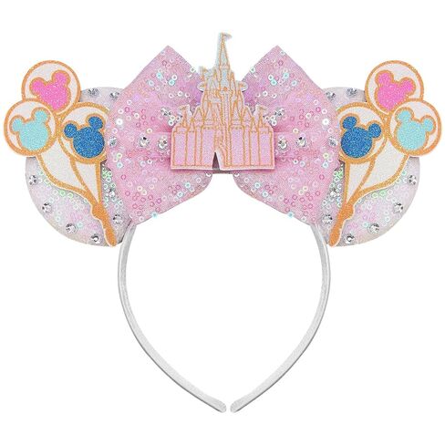 Castle Mouse Ears Headband Sequin Pink Mouse Ears Mouse Ears Bow Headbands Christmas Headbands for Adults in Kuwait