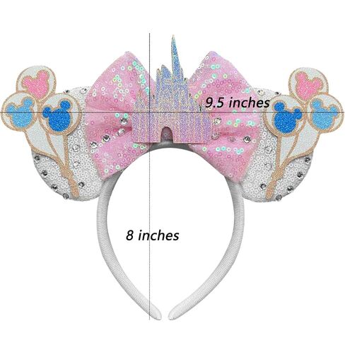 Castle Mouse Ears Headband Sequin Pink Mouse Ears Mouse Ears Bow Headbands Christmas Headbands for Adults in Kuwait