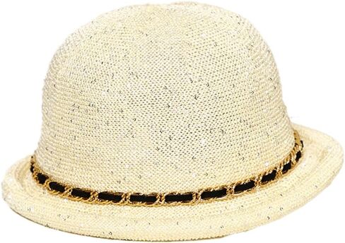 Cloche Sun Hat for Women Summer Sequin Bucket Hat Retro Beach Bowler Bucket Hats Rolled Brim Travel Cap in Kuwait