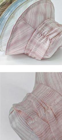 Stylish Ruched Striped Lined Bucket Hats Vintage Summer Sun Hat Chin Strap Women in Saudi Arabia