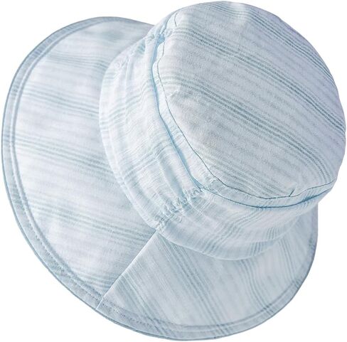 Stylish Ruched Striped Lined Bucket Hats Vintage Summer Sun Hat Chin Strap Women in Saudi Arabia