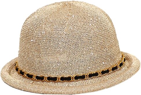 Cloche Sun Hat for Women Summer Sequin Bucket Hat Retro Beach Bowler Bucket Hats Rolled Brim Travel Cap in Kuwait