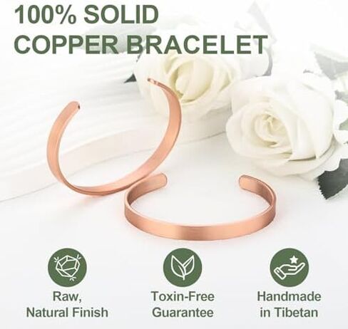 Pure Copper Bracelet – Copper Bracelet for Men & Women – 100% Solid, Raw & Uncoated Handmade Hammered Tibetan Cuff Bangle（Set10 in Saudi Arabia