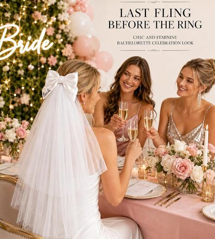 White Bride To Be Veil with Bow | Bachelorette Party, Bridal Shower, Wedding Engagement Hair Accessory, Clip On Tulle Veil in Saudi Arabia