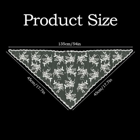 Triangle Veils, Lace Head Covering, Beige Fashion Print Head Veil, Lace Veil for Church Wedding Brides(135x45cm) in Saudi Arabia