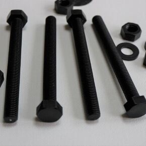 10x Black Hexagon Head Screws Polypropylene (PP) Plastic Nuts, Washers, Bolts, Hex Head, M8 x 100mm, Fastener, 5/16 x 3 13/16