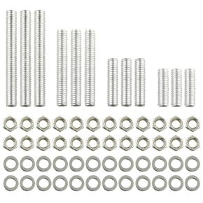 RLECS Lamp Rod 1 Set M6 Lamp Pipe Nipple with 304 Stainless Steel Nuts and Flat Washers Lamp Repair Kit (20mmx3, 25mmx3, 40mmx3, 50mmx3 Full Thread lamp, 24xM6 Nuts, 24xM6 washers)