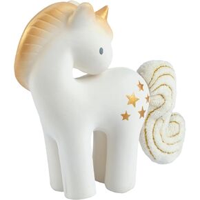 Tikiri Shining Stars Unicorn Organic Natural Rubber Rattle with Crinkle Wings