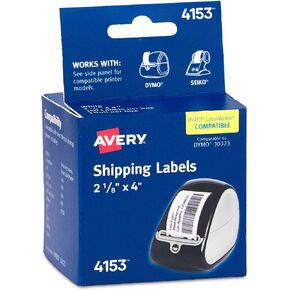 Avery Direct Thermal Shipping Labels, 2-1/8" x 4", White, Comparable to DYMO 30323, 1 Roll of Labels, 140 Printable Labels Total (4153)