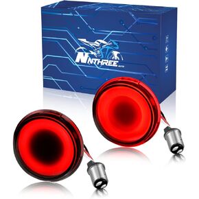 NTHREEAUTO 1157 LED إشارات الانعطاف الأمامية ضوء إشارة الانعطاف، عدسة مدخنة 2 بوصة متوافقة مع Harley Road King Street Glide Electra Glide Softail Dyna Fat Boy in Kuwait