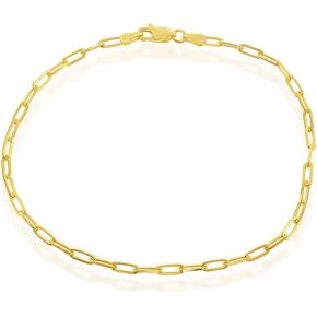Beaux Bijoux Sterling Silver Paperclip Anklets Gold or Rhodium Plated Link Chain Ankle Bracelets for Women and Teen Girls Italian Made 2.8mm 80 Gauge 9"