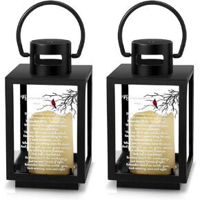 2 Pcs Cardinal Memorial Lantern with LED Candle Thoughtful Bereavement Gifts Sympathy Gift for Loss of Mom Dad in Memory of Loved One Gifts Celebration of Life Decorations Decorative Candle Lanterns