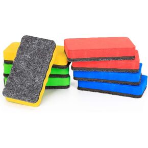 8 Pack Magnetic Dry Eraser - Wellerly Whiteboard Erasers Chalkboard Cleaners Eraser Dry Erase Wipe for Classroom Home Office School Teacher (Blue+Yellow+Red+Green, 4.2inch x 2.2inch x 0.8inch)