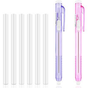 2pcs Mechanical Eraser Pens with 6pcs Replacement Eraser Pen Refills,Ymapinc Retractable Pen Style Erasers,Retractable Eraser for School Office Home Writing Painting Sketching Students