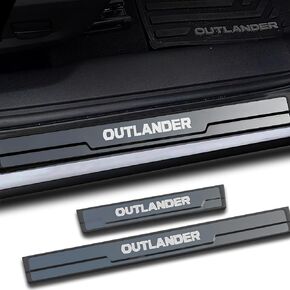 GZBFTDH Car Door Sill Scuff Plate Protector Accessories, for Mitsubishi Outlander 2024 2023 2008 2013-2022, Stainless Steel with Plastic Trim Cover Guard Parts
