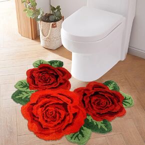 USTIDE Fluffy Rose Floor Runner Pink,Soft and Shaggy Rose Runner Rug Handmade Rug Modern Carpets Washable Floor Mats for Living Room, Laundry Room, Hallway, and Bathroom High Pile
