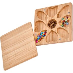 Noa Store Multi Platter Bead Boards -Bracelet Board with Magnets for the Lid -Heart Design Beadwork Accessory Sorter Container -Beading Board for Jewelry Making - Bead Design Board - 0.9"Hx7.9"Lx7.9"W