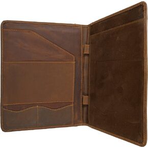 Genuine Leather Professional Padfolio Portfolio - Resume Folder with Luxury Pen, Stylish Document Folio for Letter Size Writing Pad with Business Card Holder, Ideal Gift Portfolios for Men and Women