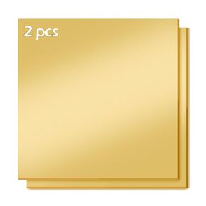 Gold Mirror Acrylic Sheets, 2 Pack 12" x 12" Square Acrylic Sheets 1/8" Thick (3mm) Rigid Tinted Mirror Acrylic Plastic Sheets for Cutting, Laser Cutting and Engraving