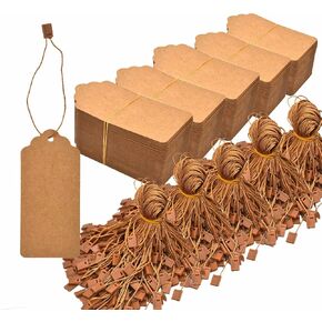 1000 PCS Hang tag String,Large Price Tags with Quick Install String,Hanging Tags with String,Clothing Tags for Boutique,Gift Tags,Hang Tags for Clothes, Large Brown Kraft Paper Tags