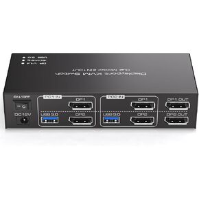 Displayport KVM Switch 2 Monitors 2 Computers 4K@144Hz USB3.0 KVM Switch Dual Monitor for 2 Computers Share 2 Monitors and 4 USB Devices Support Extended/Copy Mode with Desktop Controller in Kuwait