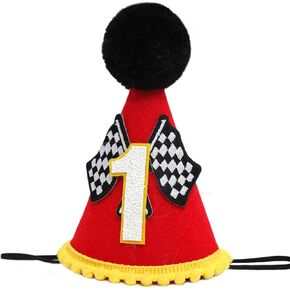 Race Car 1st Birthday Outfit Hat - Racing Car 1st Birthday Decorations,Vintage Racing Birthday,Boy Fast One Birthday,Red Car Birthday Party Hat,Race First Photo Props