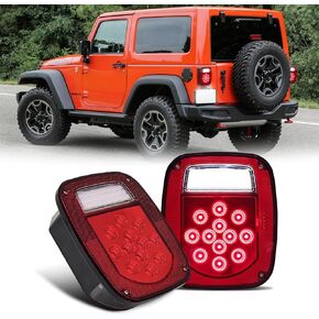 CMVT Auto Universal LED BAR أضواء خلفية خلفية لسيارة جيب رانجلر YJ TJ CJ مقطورة شاحنة مسطحة، مصابيح ذيل الفرامل المربعة بدوره إشارة احتياطية عكس الضوء مع ضوء لوحة الترخيص، مدخن
