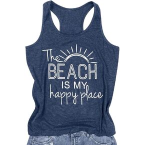 Womens Tank Tops Casual Summer Racerback Graphic Tanks Beach Vacation Tops Loose Running Athletic Sleeveless Shirts Cami