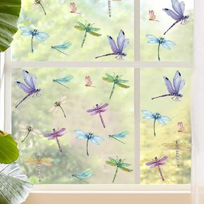 32 Pieces Dragonfly Window Clings Anti-Collision Window Decals Glass Alert Static Decals Prevent Birds Window Strikes for Window Glass Living Room Door Decoration