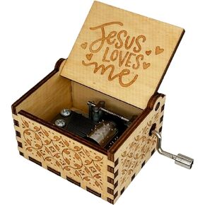 Youtang Jesus Loves Me Music Box, Wooden Musical Box for Christian,Musical Gifts for Christmas, Birthday,Mother's Day,Father's Day (EngravedJesus Loves Me)