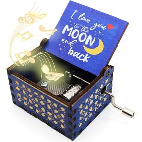 Wooden Color Painted Music Box – I Love You to The Moon and Back Color Painted Music Box, Gifts for Daughter, Gifts for Son, Gifts for Love Ones - 1 Set