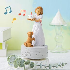 Happy Birthday Music Figurine Gift, Birthday Music Box for Mom Daughter Musical Figurine with Dog Sculpted Hand-Painted Plays Happy Birthday to You (Happy Moments)