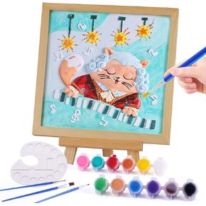 ONE TO FOUR Paint Gifts for Kids - Cat Plaster Painting Kit - Arts and Crafts for Kids Ages 8-12, DIY Art Supplies Paint Set, Toys Girls Boy Birthday Gift Ages 8 9 10 11 12