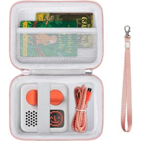 Hard Travel Case for Yoto Mini – Kids Portable Screen-Free Bluetooth Travel Speaker Player, Mini Case Protection Case with Zipper Mesh Pocket for Audio Card, SD Card, Charging Cable, Pink