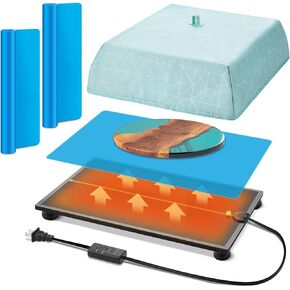 Juexica Resin Heating Leveling Board for Epoxy Resin Set 16.5 x 11 Adjustable Self Leveling Table 2 in 1 Quick Resin Curing Dryer Machine with Timer 2 Silicone Mat Cover for DIY Resin Molds Supply