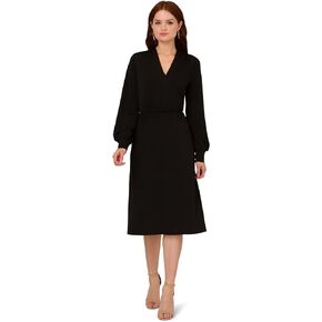 Adrianna Papell Women's Long Sleeve Wrap Midi Dress