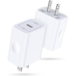 [2-Pack] 20W Samsung Fast Charging Block USB C Power Adapter Android Wall Plug Brick Type C Block for Galaxy A15 5G/A55/A35/A14 5G/A54/A25/A23/A13/A53/S24/S23 FE/S22/S21 FE/Z Flip 5,iPhone 15/14/13