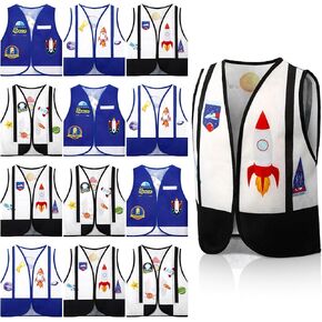 Panitay 12 Pcs Astronaut Dress up Vest Astronaut Costume kids Outer Space Vest Costume Astronaut Party Favors Dress up Space Birthday Party Supplies