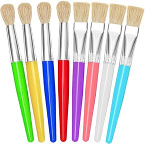Paint Brushes for Kids, 8Pcs Easy to Grip & Clean Toddler Paint Brushes - No Bristle Came Off - Big Round Chubby Colorful Preschool Paint Brushes for Acrylic Paint, Washable Paint