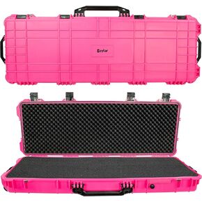 Eylar 44 Inch Protective Roller Rifle Hard Case with Foam, Mil-Spec Waterproof & Crushproof, Two Rifles Or Multiple Guns, Pressure Valve with Lockable Fittings Pink in Saudi Arabia