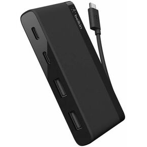 Belkin 4-Port USB C Hub - Ultra Portable Design - USB Type C Hub Docking Station With Two USB C & Two USB A Ports - USB Hub Connects Via USB C Cable - USB Adapter - No Pass-Through Charging