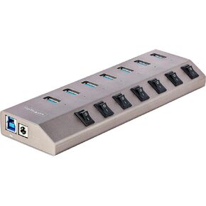 StarTech.com 7-Port Self-Powered USB-C Hub with Individual On/Off Switches, USB 3.0 5Gbps Expansion Hub w/Power Supply, Desktop/Laptop USB-C to USB-A Hub, USB Type C Hub w/BC 1.2 (5G7AIBS-USB-HUB-NA)