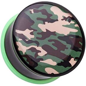 Covet Jewelry Camouflage Single Flared Ear Gauge Plug