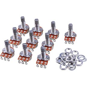 10pcs Guitar & Amp Potentiometer, 500K Audio, Knurled Split Shaft