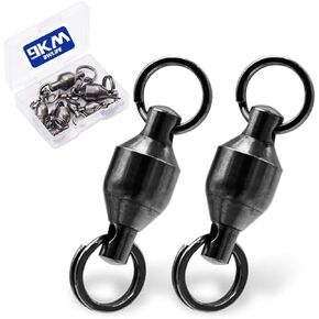 9KM DWLIFE Ball Bearing Swivels Connector Stainless Steel Solid Split Ring Heavy Duty Swivel Terminal Tackle Saltwater Freshwater Fishing