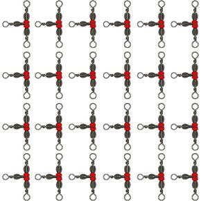 24 Pack Fishing Swivels Three-Way Cross Line Barrel Swivel 3-Way Crossline Connector Tackle Trolling T-Turn Connection for Fishing Tackle Catfish Rig Surf Saltwater Freshwater