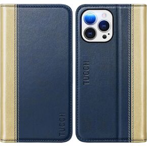 TUCCH Wallet Case for iPhone 14 Pro Max 6.7", PU Leather Folio [RFID Blocking] [3 Card Slot], Kickstand Book Design [Shockproof TPU Interior Case] Compatible with iPhone 14 Pro Max 2022,Black&Brown