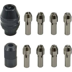 10 Pcs Rotary Collet Nuts Set M7 Multi Quick Change Keyless Clamping Chuck for Dremel Rotary Tools