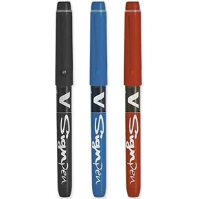 Pilot V Sign Pen - Fineliner Marker Pens - 2.0mm Nib Tip - 0.6mm Line Width - Essential Pack - Black, Blue & Red (3)